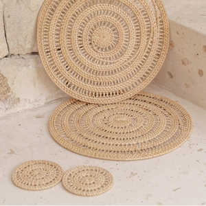 Natural Rattan Coasters Set with <b>Holder</b> Handwoven Round Drink Coasters for Table Eco Friendly Home Decor Made In Vietnam - Product Image 3
