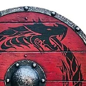 Bouclier en bois de style médiéval viking, entièrement fonctionnel, bouclier médiéval pour la bataille, décoration de la maison, métal durable pour cadeau - Product Image 5