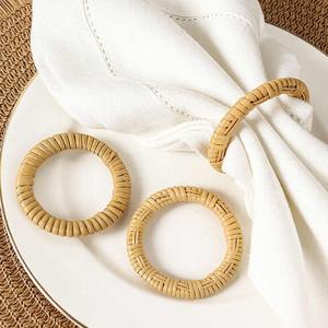 Rond de serviette tissé à la main boucle de serviette de maison tissée en rotin circulaire - Product Image 1