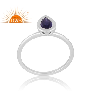 แหวนพลอยอิโอไลต์ธรรมชาติทำจากเงินสเตอลิง925ออกแบบได้ตามที่ต้องการเหมาะสำหรับเป็นของขวัญสำหรับผู้หญิง - Product Image 1