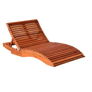 Chaise longue double mobilier d'extérieur avec piscine au design extra minimaliste en bois massif de teck