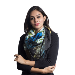 Women's Custom Printed <b>Silk</b> <b>Scarf</b> 90x90 Inch in White and Black for Summer Made From All Fabrics <b>Silk</b> Screen Printed - Product Image 2