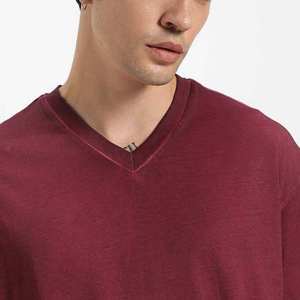 T-shirt uni pour homme, vente chaude, été, couleur unie, manches courtes, coupe ample, col en V, décontracté, vêtements pour homme, tailles grandes - Product Image 4
