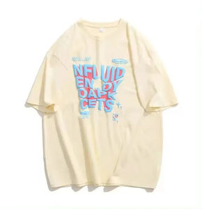 T-shirt décontracté de qualité supérieure à manches courtes, ajusté, uni, avec impression en relief, motif de logo, t-shirt vierge pour impression en relief - Product Image 6