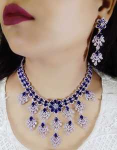 Collier de mariée ensemble avec boucles d'oreilles femmes indiennes bijoux pierres et perles de haute qualité pour mariage et tenue de fête - Product Image 6