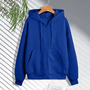 Hiver Unisex Fleece Pullover Hoodies Solid Zipper Casual Korean Style Breathable Quick Dry Polyester/Cotton Streetwear - Product Image 2