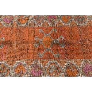 พรมวินเทจตุรกีขนาด 3x10.9 ฟุต, พรมปูพื้น, พรมลายทางสีส้ม Herki - Product Image 5