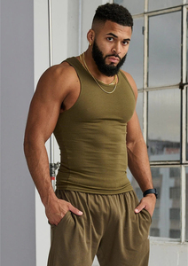 Custom <b>Mens</b> logo Ribbed Gym tank Top Stringer Fitness Sports Workout Vest Heavyweight Cotton Muscle Sleeveless Running Tank Top - Product Image 3