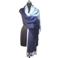 Châle long en laine teint à la main, épais, tie-dye, couleurs ombrées, triple teinture, écharpe faite main avec pompons, léger pour la saison hivernale, 100%