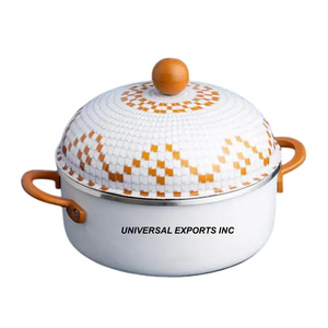 Marmite en métal de luxe avec double feuille de table Casserole de cuisine au design forme ronde Réchauffeur de nourriture classique - Product Image 4