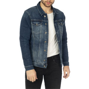 Chaqueta vaquera para hombre hecha a medida, chaqueta vaquera lisa de invierno azul de algodón para hombre, chaqueta de calle para hombre - Product Image 1