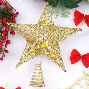 BINLU gran tamaño lujo hierro oro árbol de Navidad Topper estrella brillo hecho a mano adornos de cristal de lujo alta calidad forma de alce - Product Image 6
