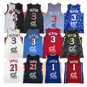 Maillot de basket rétro en maille en gros, personnalisable, pour homme, Harden 1, Iverson 3, Embiid 21, vêtements de sport respirants, logo XS - Product Image 1
