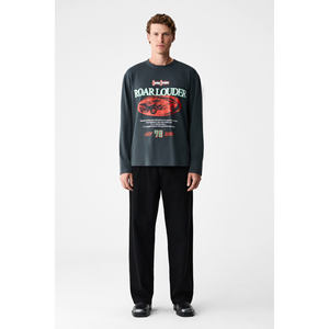 GRIMELANGE เสื้อยืดแขนยาวผ้าฝ้ายออร์แกนิกสำหรับผู้ชายพิมพ์ลายคอกลม - Product Image 5