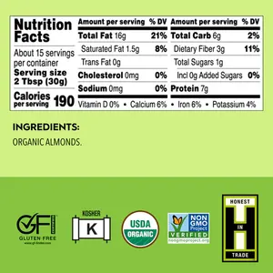 เนยอัลมอนด์ออแกนิก16ออนซ์คุณภาพพรีเมี่ยม-ปิ้งเบาๆกรุบกรอบปอนด์ - Product Image 3