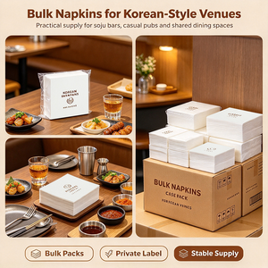 Serviette de bar à boissons <span class=keywords><strong>2</strong></span> plis, douce et absorbante, avec logo personnalisé, pour barbecue coréen et soju, marque privée - Product Image 5