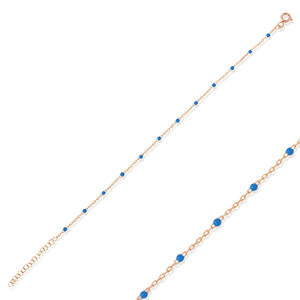 Pulsera de Cadena de Plata de Ley 925 Hecha a Mano en Turquía, con Diseño de Esmalte Azul, Chapada en Rodio y Oro, Joyería para Mujer - Product Image 5