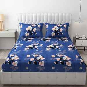 Juego de sábanas de algodón de calidad de 3 uds. Estampado floral sólido Estilo clásico Cómodo e ideal para regalar - Product Image 2