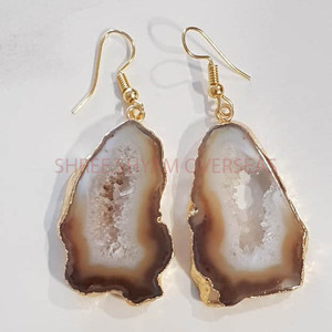 Pendientes de ágata Pendiente de forma indefinida Pendiente chapado en oro de 18 quilates Joyería artificial Ropa de fiesta Ocasión para regalo Aspecto elegante - Product Image 3