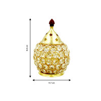 Lampe à huile Akhand Jyot Matki Diya en laiton poli avec cristaux, petite taille, pour la décoration de la maison pendant Diwali