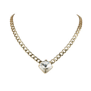 Collier en laiton de haute qualité pour femme, fabriqué en Italie, avec pierre carrée en CRISTAL - Product Image 2