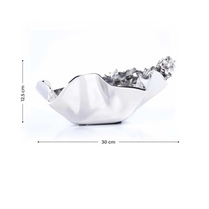 Tazón de fruta plateado de diseño de lujo para servir frutas con flores, tazón de almacenamiento decorativo para restaurantes a precio mayorista - Product Image 2