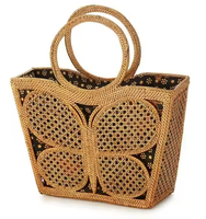 Tas Selempang Wanita Ramah Lingkungan dari Bahan Rotan, Dompet Lembut, Kapasitas Besar, Tempat Penyimpanan Koin, untuk Penggunaan di Kamar Tidur