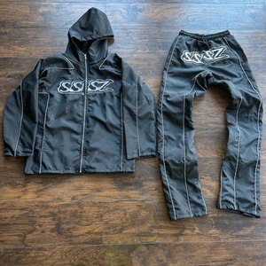 OEM Custom LOGO Plus Size Stripe Sweatpants Nylon Stacked <b>Joggers</b> Streetwear Straight Outdoor Unisex Polyester Nylon Tracksuit - Product Image 1