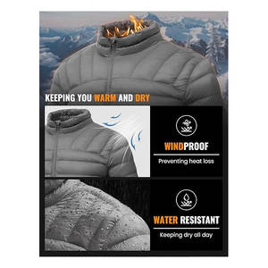 Chaqueta de invierno acolchada con aislamiento empacable ligera para hombre, abrigo hinchado alternativo de plumón resistente al agua de alta calidad - Product Image 4