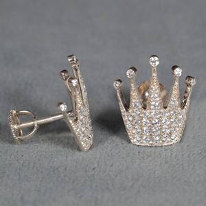 Élégance, boucles d'oreilles en or blanc 14 carats avec diamant rond créé en laboratoire pour votre partenaire - Product Image 2