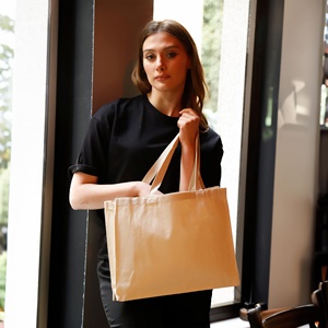 Sac fourre-tout horizontal en jute et coton (Juco) réutilisable, sac de courses avec logo imprimé/brodé personnalisé, sac de voyage, sac de bureau - Product Image 3