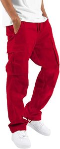 Pantalones Cargo de algodón ligero para hombre, pantalones casuales con cordón, diseño recto para actividades atléticas, senderismo, pantalones de chándal medios OEM - Product Image 6