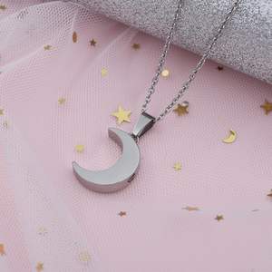 Silver Moon Urn Necklaces <b>for</b> <b>Ashes</b> Stainless Steel Cremation Keepsake Urn <b>for</b> Human <b>Ashes</b> Memorial <b>for</b> Women Men Custom Size - Product Image 3