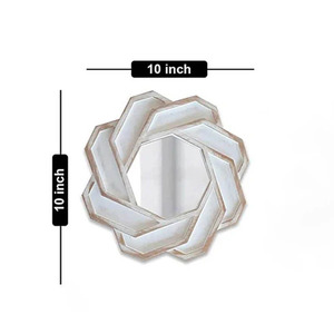 White <b>Large</b> Floral Wall Mirror Luxury Modern Antique Round <b>Framed</b> for Home Decor Bathroom Usage Made of Glass Metal Wood - Product Image 4