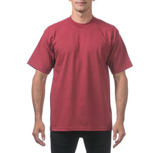 Pro Club Hombres Peso pesado Algodón Manga corta Cuello redondo Camiseta Borgoña - Product Image 6