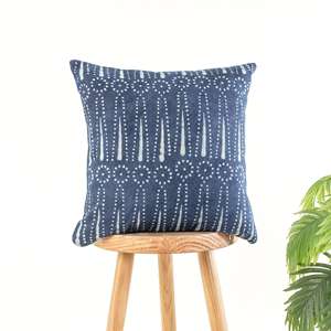 High Quality Soft Cotton Indigo Cushion Cases Hand Block Printed for Home & Hotel Use Comfortable <b>Bed</b> Sofa Cushion <b>Covers</b> - Product Image 3