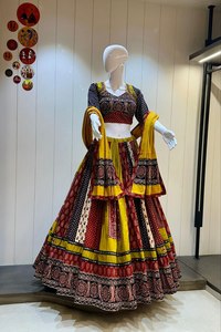 Koran navratri TREND chaniya choli พร้อมชุด dupatta ผ้าไหมโมดอลและลำดับงานหิน lehenga choli - Product Image 2