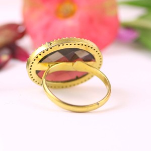 Minimalist Jewelry Rhodium Plated Sparkling <b>Cubic</b> <b>Zirconia</b> Crystal Smoky Quartz CZ Pave Bezel Gemstone <b>Ring</b> - Product Image 4