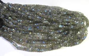 Labradorite naturelle de haute qualité perles rondelle à facettes 5mm 13 "brin Multi Flash pour la fabrication de bijoux - Product Image 5