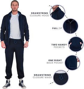 Chándal de algodón 100% acolchado con estampado de invierno, traje de jogging, cómodo, transpirable, deportivo, cálido, Sudadera con capucha de manga larga de 2 piezas - Product Image 4