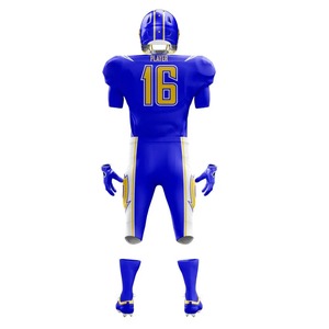 Ensemble de maillots de football américain pour hommes, bleu et jaune, imprimé numérique 16, col en V, manches courtes, anti-humidité, coupe classique - Product Image 3