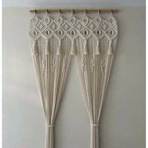 Rideau de porte et de fenêtre en macramé bohème, cantonnière suspendue chic de style bohème - Product Image 2
