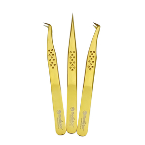 Pinzas profesionales duraderas de volumen de oro-titanio, fibra delgada de 90 grados, agarre perfecto, precisión de 10mm, acero inoxidable suave - Product Image 2