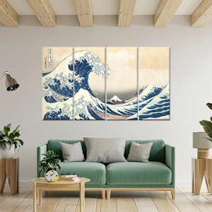 Arte impreso en lienzo para pared: la icónica Gran Ola de Hokusai, lienzo envuelto en 4 capas - Product Image 1