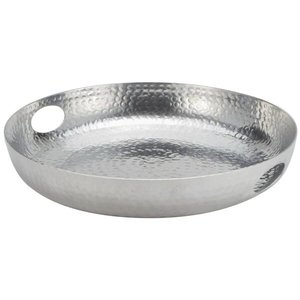 Plateau de service rond en aluminium martelé en argent avec poignées Vaisselle Plateaux de service alimentaire pour fournitures d'hôtel et de restaurant - Product Image 1
