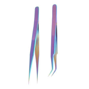 Instruments de beauté 2026, cils droits et courbés, faux cils arc-en-ciel, extension de cils, pince en acier inoxydable - Product Image 3