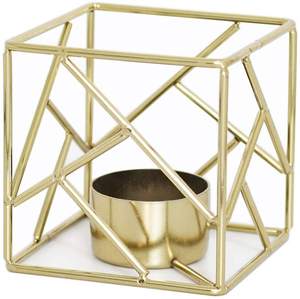 Bougeoir à thé de forme géométrique de dessus de table pour la maison décorée bougeoir à lumière en T de forme carrée en métal de haute qualité - Product Image 4