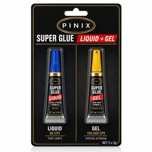 PINIX Colla Super Liquida in Gel, Confezione Doppia 2x3g, Tubetti in Alluminio, Adesivo Istantaneo, Blister, per Metallo, Legno, Pelle, Ingrosso, OEM - Product Image 1