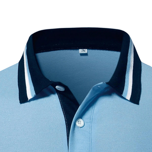 Ropa de calle transpirable ligera de alta calidad para hombres para Polos azul último diseño sólido servicio OEM AJUSTE DE Color azul - Product Image 4