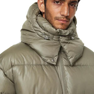Chaqueta acolchada de invierno de marca de diseñador personalizada para hombre, abrigo de plumón con capucha de talla grande con cuello levantado y cremallera, chaquetas acolchadas para exteriores - Product Image 3